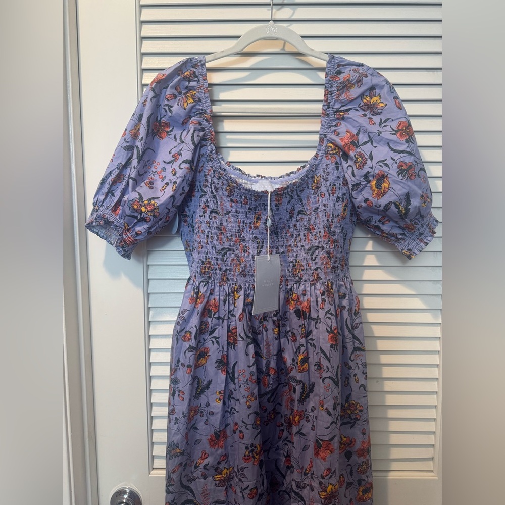 Hill House Blue and Orange Floral Midi Dress - Picture 8 of 9